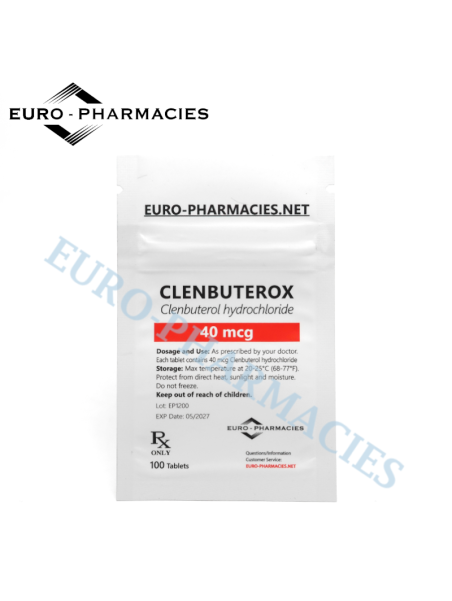 Clenbuterox (Clenbuterol) - 40mcg/tab, 100 pills/bag - Euro-Pharmacies