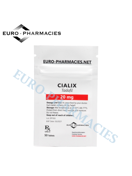 Cialix (Tadafil) - 20mg/tab, 50 pills/bag - Euro-Pharmacies - USA