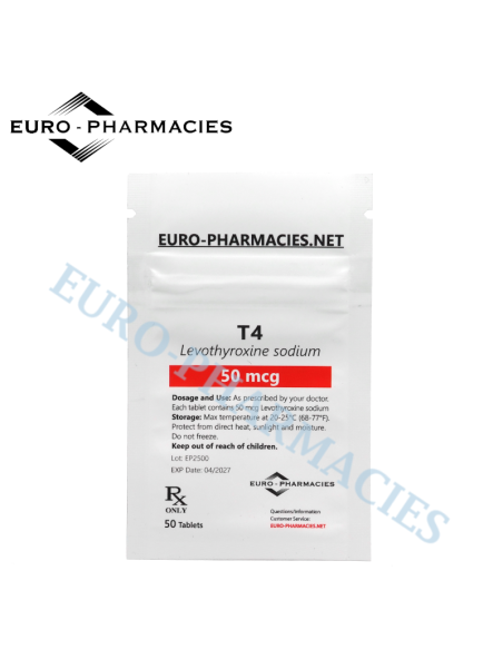 T4 - 50mcg/tab, 50 pills/bag - Euro-Pharmacies - USA