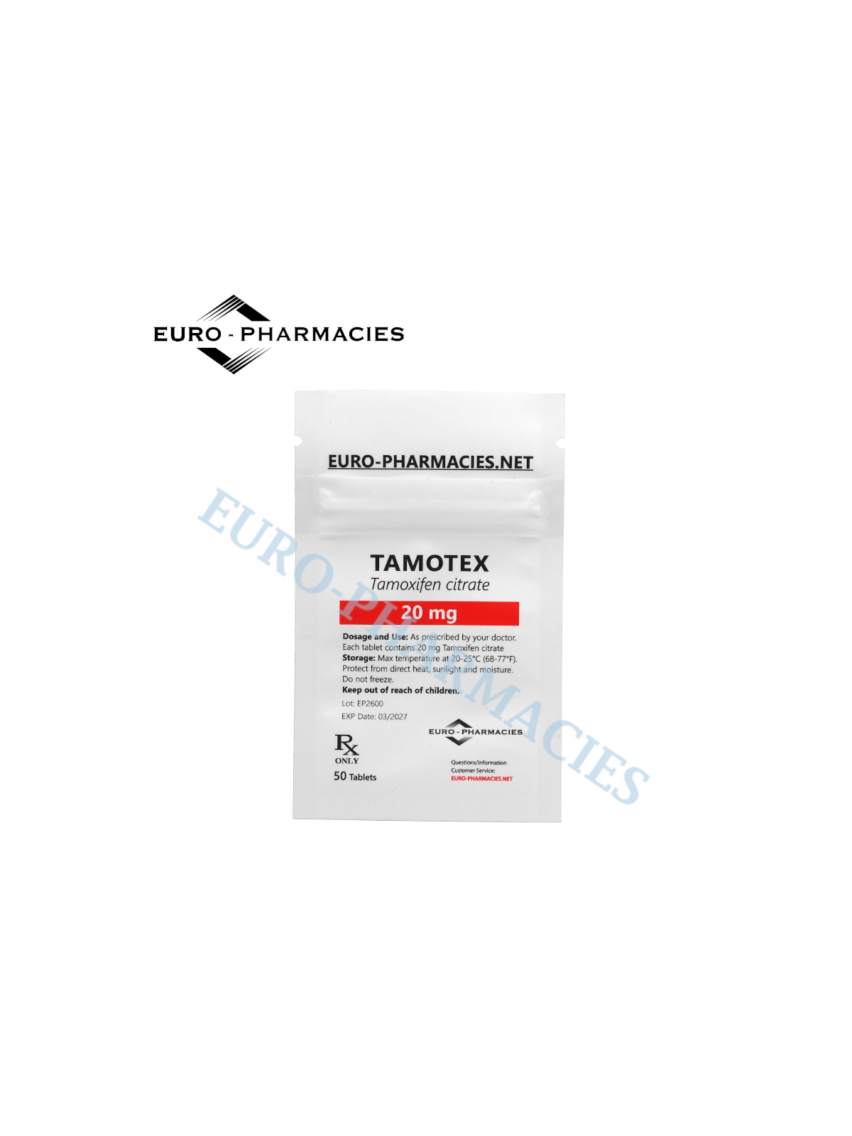 Tamotex (Tamoxifen) - 20mg/tab, 50 pills/bag - Euro-Pharmacies - USA