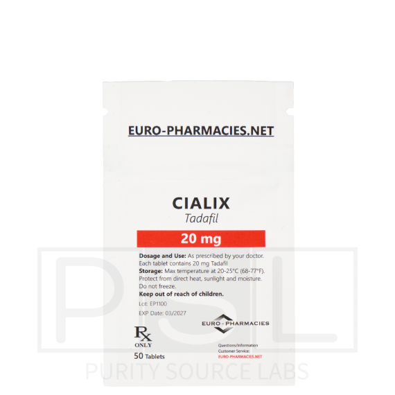Cialix (Tadafil) - 20mg/tab, 50 pills/bag - Euro-Pharmacies