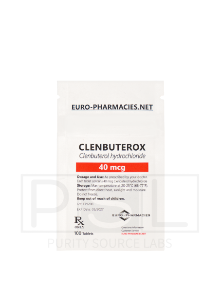 Clenbuterox (Clenbuterol) - 40mcg/tab, 100 pills/bag - Euro-Pharmacies