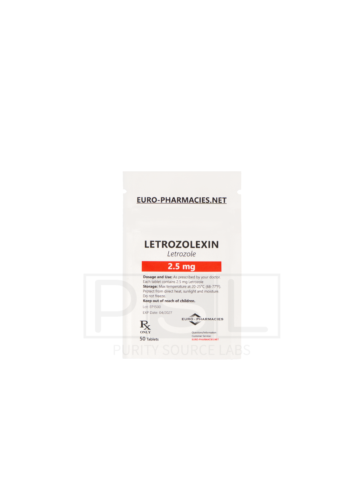 Letrozolexin (Letrozole)- 2.5 mg/tab, 50 pills/bag - Euro-Pharmacies