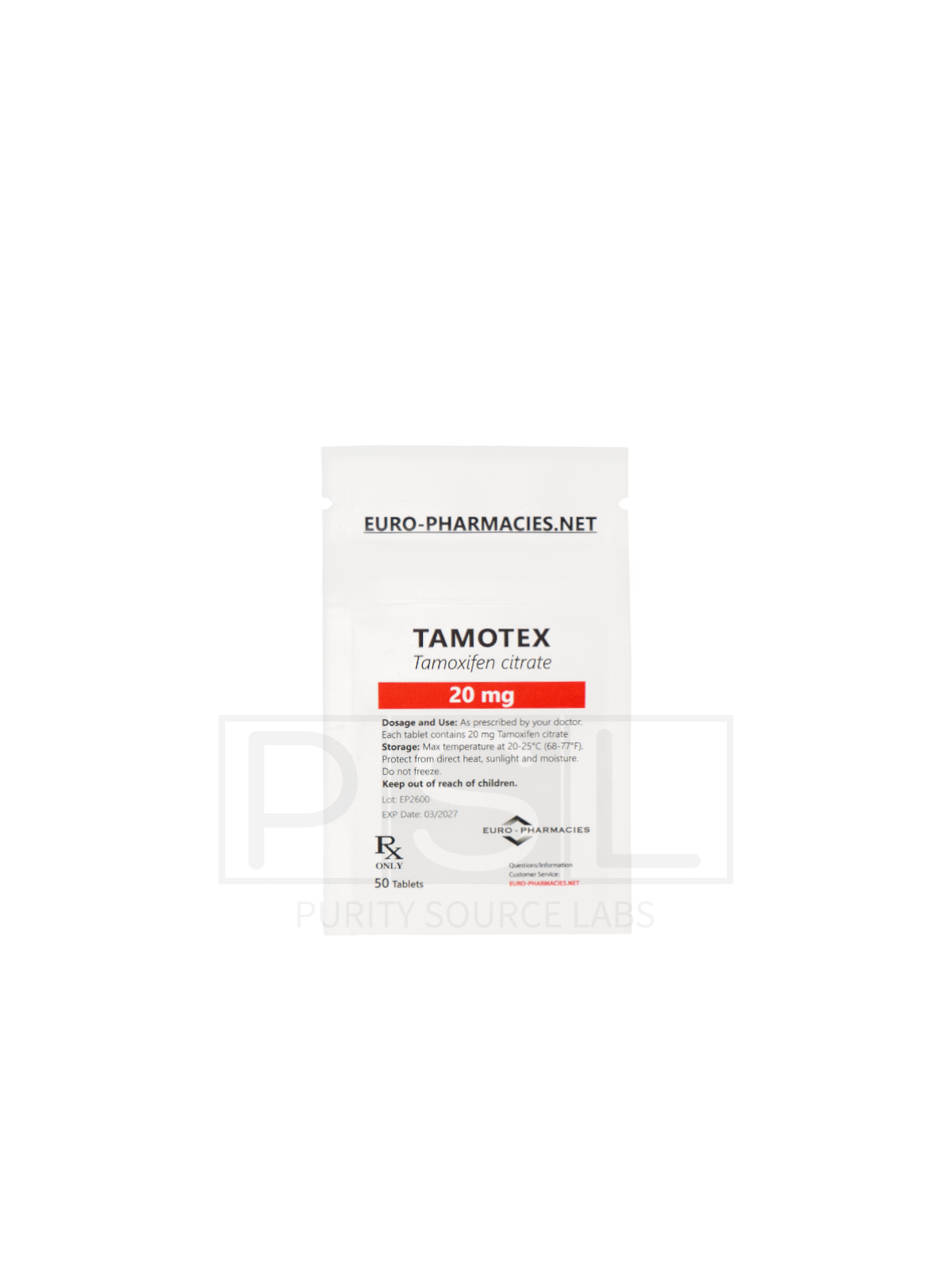 Tamotex (Tamoxifen) - 20mg/tab, 50 pills/bag - Euro-Pharmacies