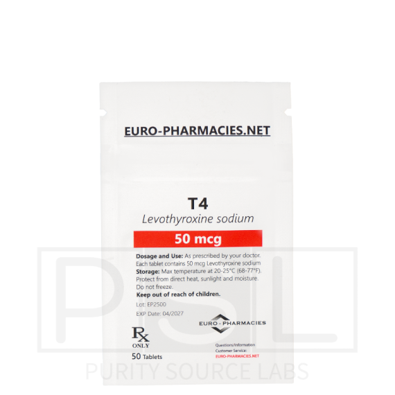 T4 - 50mcg/tab, 50 pills/bag - Euro-Pharmacies