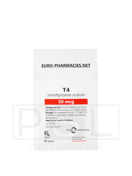 T4 - 50mcg/tab, 50 pills/bag - Euro-Pharmacies