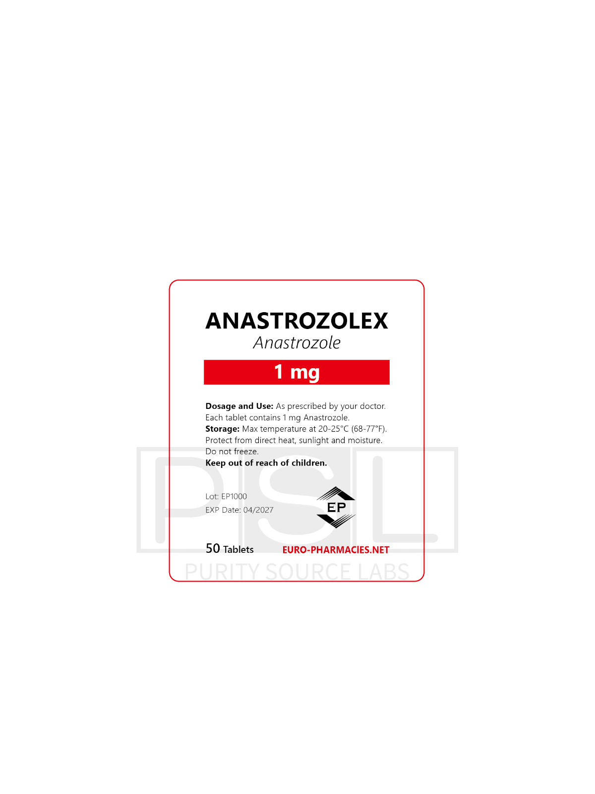 Anastrozolex (Arimidex) 1mg/tab, 50 pills/bag - Euro-Pharmacies - USA