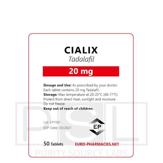 Cialix (Tadafil) - 20mg/tab, 50 pills/bag - Euro-Pharmacies - USA