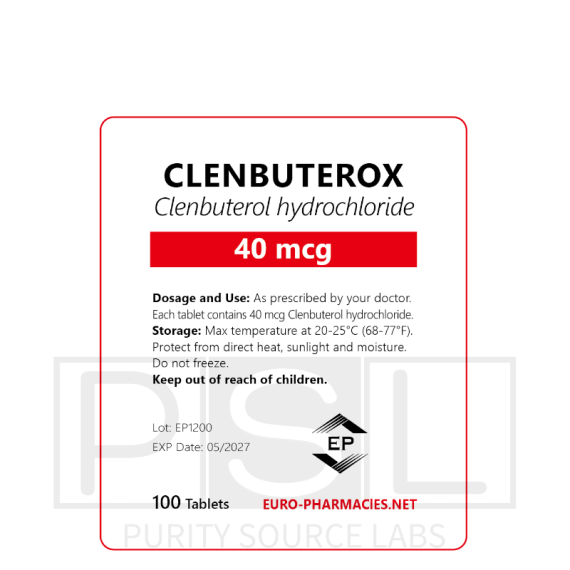 Clenbuterox (Clenbuterol) - 40mcg/tab, 100 pills/bag - Euro-Pharmacies - USA