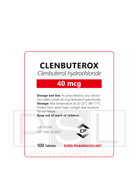 Clenbuterox (Clenbuterol) - 40mcg/tab, 100 pills/bag - Euro-Pharmacies - USA