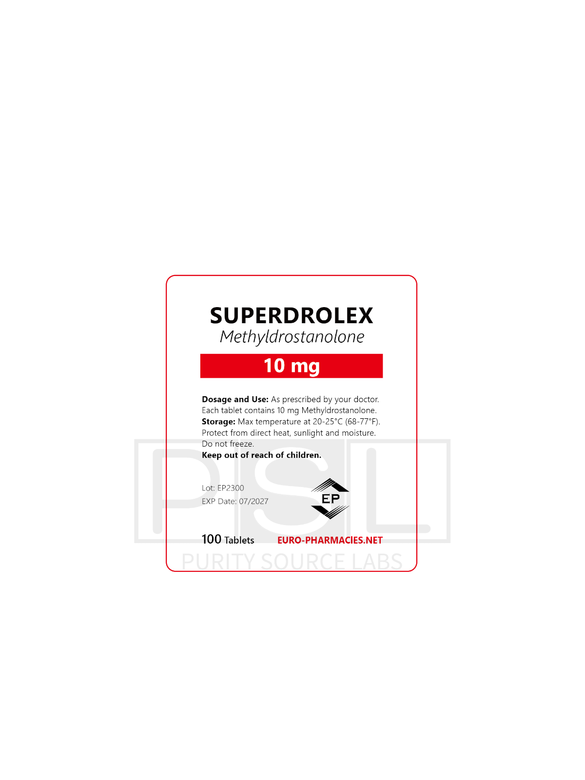 Superdrolex (Methyldrostanolone) - 10mg/tab, 100 pills/bag - Euro-Pharmacies - USA