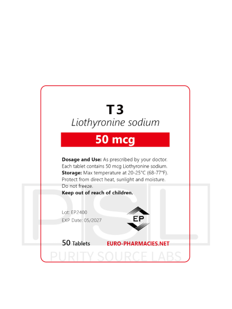 T3 - 50mcg/tab, 50 pills/bag - Euro-Pharmacies - USA