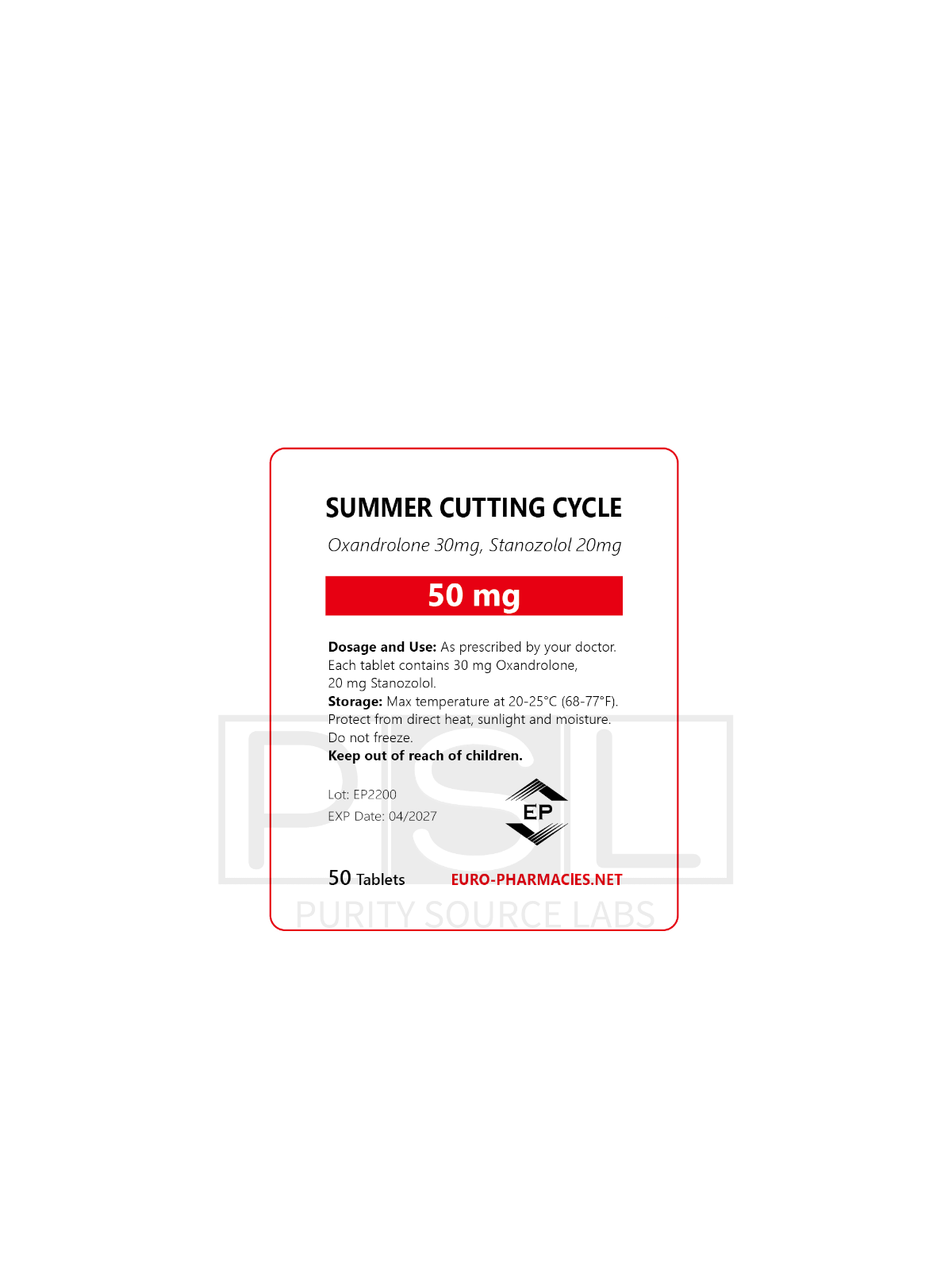 Summer Cutting cycle (20 mg winstrol + 30mg anavar)  -50mg/tab, 50 pills/bag - Euro-Pharmacies - USA