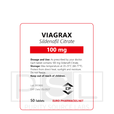 Viagrax (Sildenafil) - 100mg/tab, 50 pills/bag - Euro-Pharmacies - USA