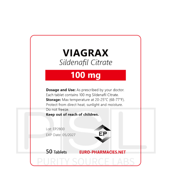 Viagrax (Sildenafil) - 100mg/tab, 50 pills/bag - Euro-Pharmacies - USA