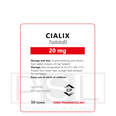 Cialix (Tadafil) - 20mg/tab, 50 pills/bag - Euro-Pharmacies
