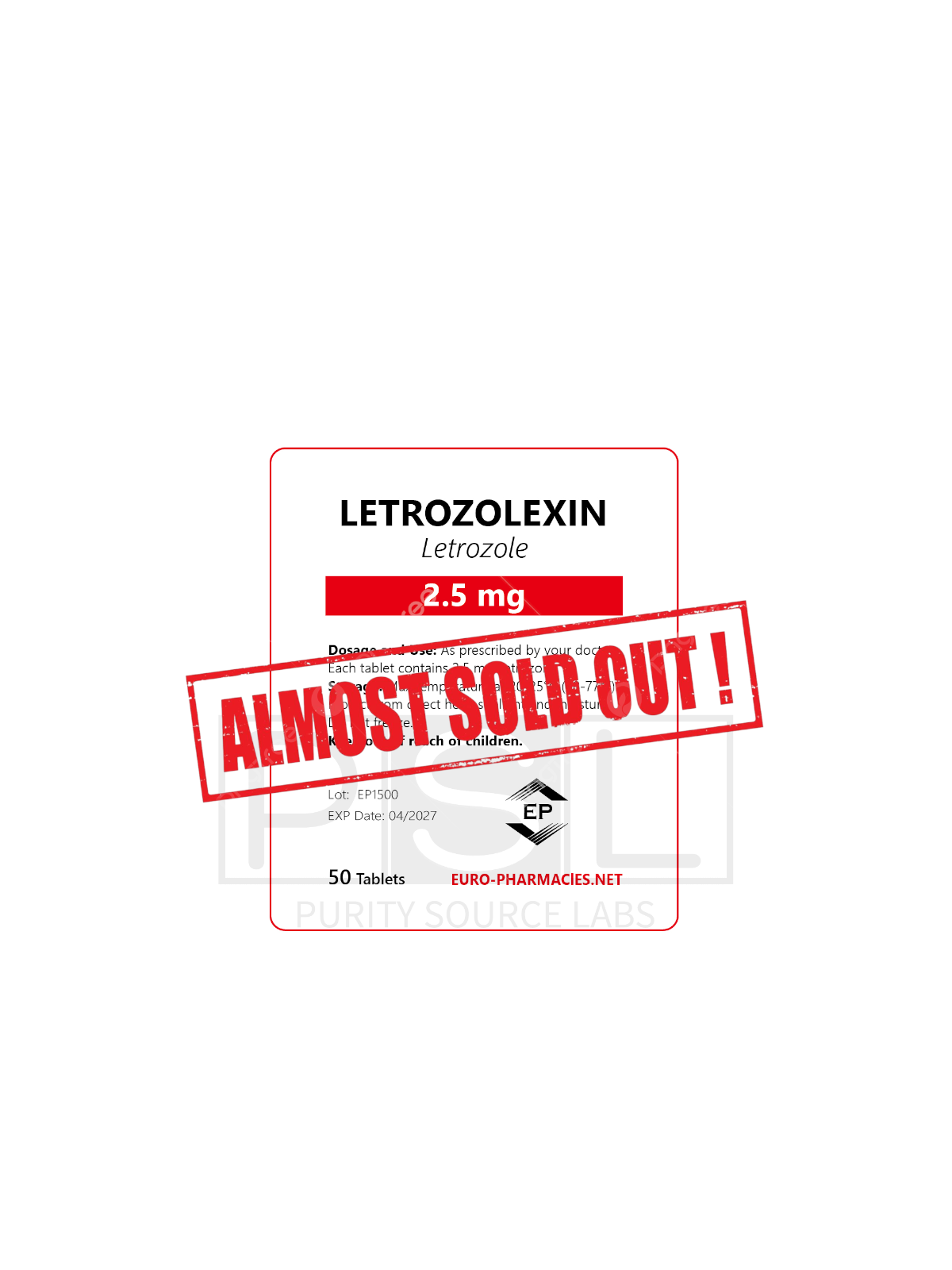Letrozolexin (Letrozole)- 2.5 mg/tab, 50 pills/bag - Euro-Pharmacies