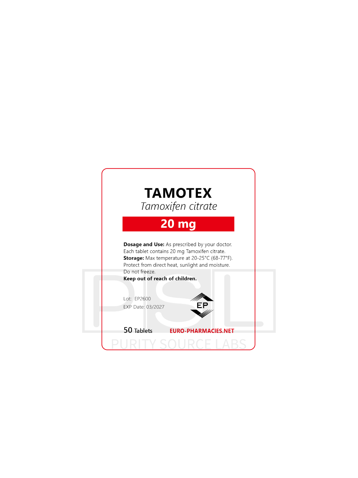 Tamotex (Tamoxifen) - 20mg/tab, 50 pills/bag - Euro-Pharmacies