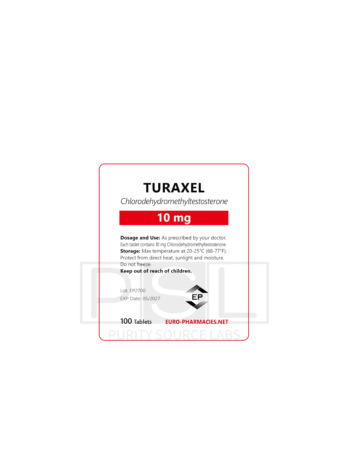 Turaxel (Turanabol) - 10mg/tab, 100 pills/bag - Euro-Pharmacies
