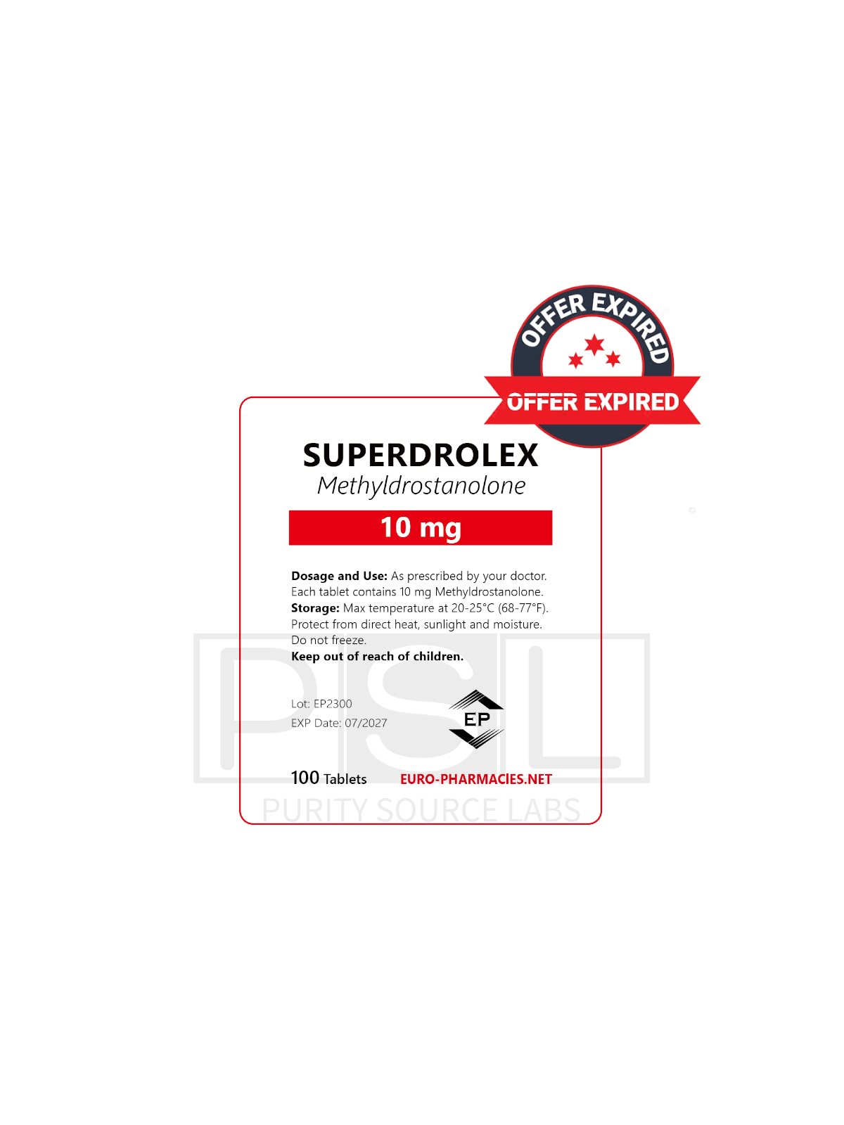 Superdrolex (Methyldrostanolone) - 10mg/tab, 100 pills/bag - Euro-Pharmacies - USA