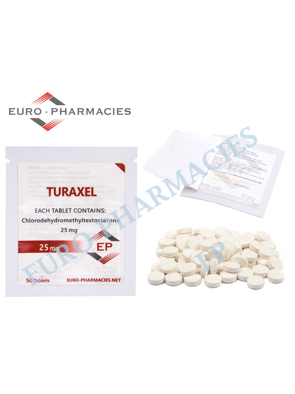 Turaxel (Turanabol) - 25mg/tab 50 Tabs/bag - EP - USA